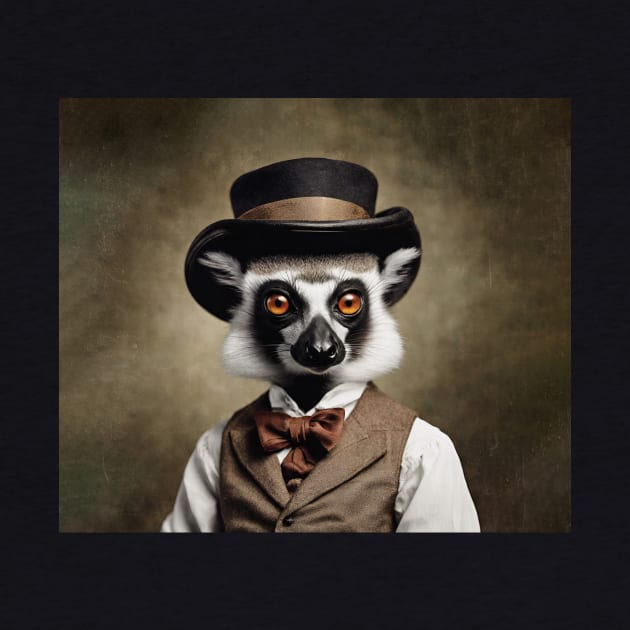 Victorian Lemur Portrait Artistic Gift Fashion Animal Style by popanato